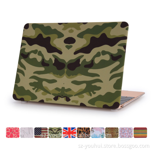 New Arrival Leopard Camouflage Wood UK US Flag Heart Printing Hard Case Cover for Macbook 12.1" with Retina
